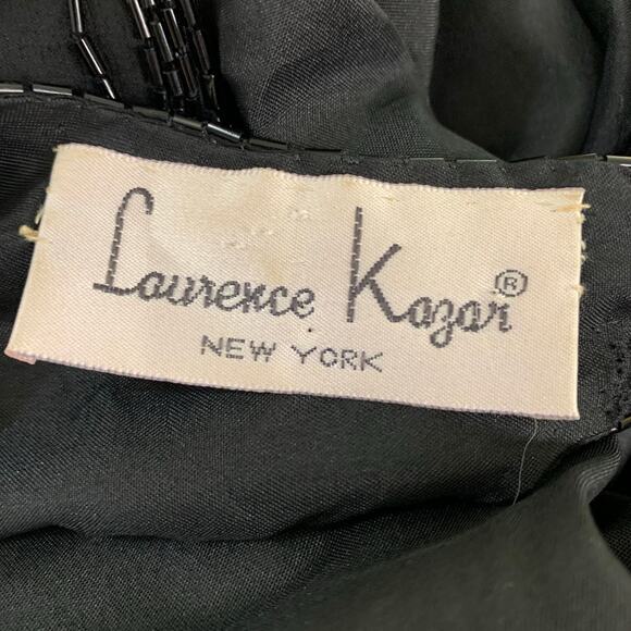 Vtg Laurence Kazar XL Dress 100% Silk Heavily Sequined Beaded Cut Out Back Black - Picture 13 of 14